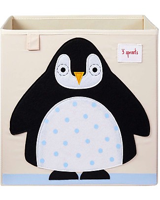 3 Sprouts Storage Box - Black Penguin - Suitable for Ikea Kallax Toy Storage Boxes