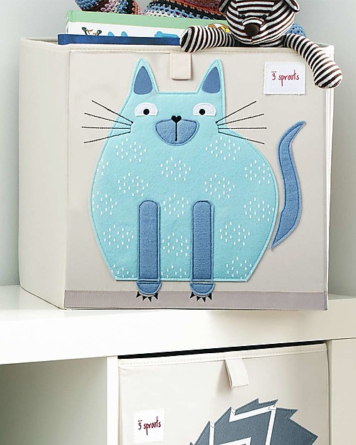 3 Sprouts Storage Box - Blue Cat - Suitable for Ikea Kallax Storage organisers