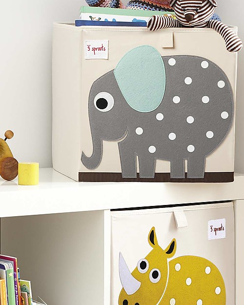 3 Sprouts Storage Box - Grey Elephant - Suitable for Ikea Kallax Storage organisers