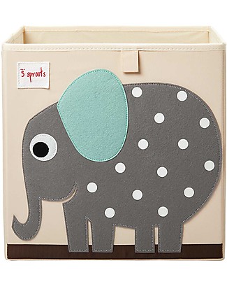 3 Sprouts Storage Box - Grey Elephant - Suitable for Ikea Kallax Toy Storage Boxes