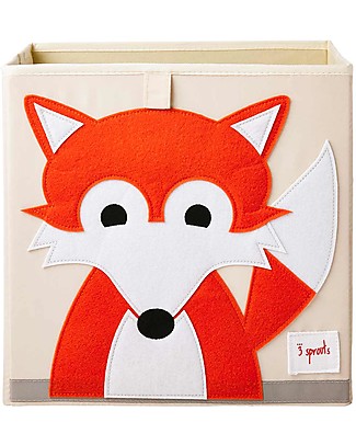 3 Sprouts Storage Box - Orange Fox - Suitable for Ikea Kallax Toy Storage Boxes