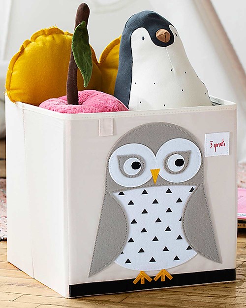 3 Sprouts Storage Box - White Owl - Suitable for Ikea Kallax Storage organisers