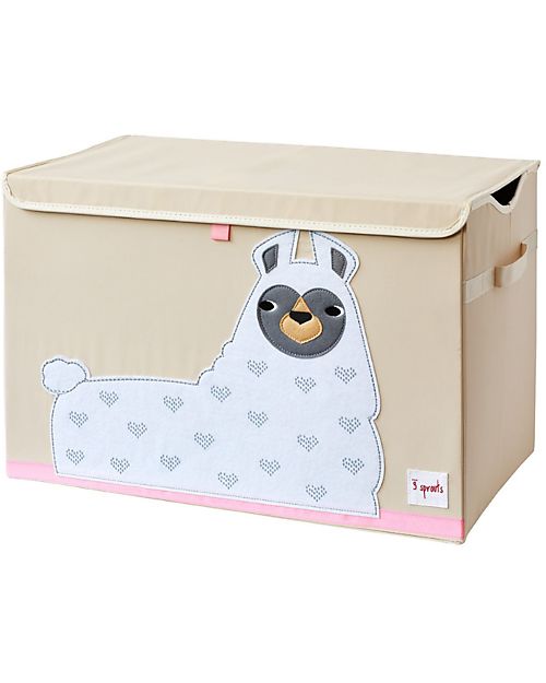 3 Sprouts Toy Chest - Llama - White - 61 x 37 x 38 cm - Clean the Bedroom with Imagination Toy Storage Boxes
