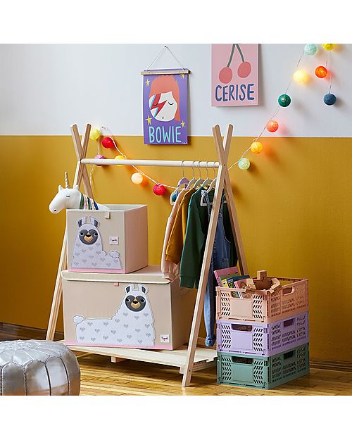 3 Sprouts Toy Chest - Llama - White - 61 x 37 x 38 cm - Clean the Bedroom with Imagination Toy Storage Boxes