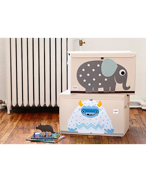 3 Sprouts Toy Chest - Yeti - Blue - 61 x 37 x 38 cm - Clean the Bedroom  with Imagination unisex (bambini)