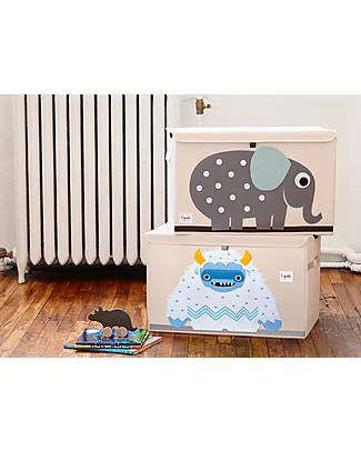 3 Sprouts Toy Chest - Yeti - Blue - 61 x 37 x 38 cm - Clean the Bedroom with Imagination Toy Storage Boxes