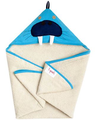 3 Sprouts Walrus Hooded Towel - Spa Grade Natural Cotton Terry Towelling inside! Towels And Flannels