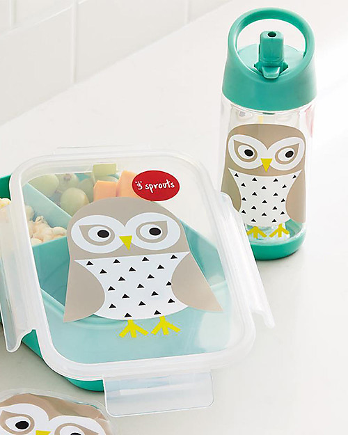 3 Sprouts Water Bottle with Spout - Owl - 350 ml - BPA e phthalate free Non-Thermal Water Bottles