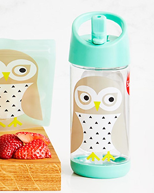 3 Sprouts Water Bottle with Spout - Owl - 350 ml - BPA e phthalate free Non-Thermal Water Bottles