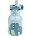 Metal Bottle 350 ml - Elephant - Blue - with Hideway Straw!