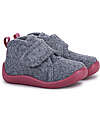 Woolen Slippers - Raspberry and Gray - Perfect at Home or in Kindergarten!