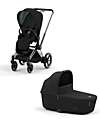 DUO Priam4 - Frame Stroller Chrome Black with Seat Pack and Carrycot Sepia Black