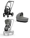 DUO Priam4 - Frame Stroller Chrome Black with Seat Pack and Carrycot Mirage Grey