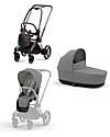 DUO Priam4 - Frame Stroller Rosegold with Seat Pack and Carrycot Mirage Grey
