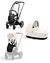 DUO Priam4 - Frame Stroller Chrome Black with Seat Pack and Carrycot Offwhite