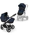 EOS Lux 2-in-1 Stroller with Interchangeable Attachments: From Carrycot to Seat - Silver Ocean Blue - From Birth to 4 Years!