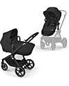 EOS Lux 2-in-1 Stroller with Interchangeable Attachments: From Carrycot to Seat - Black Moon Black - From Birth to 4 Years!