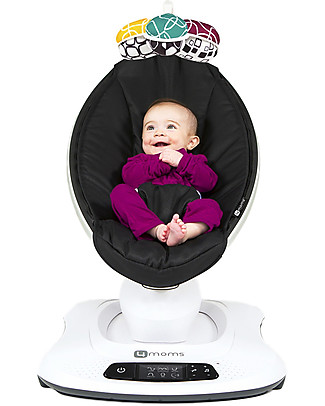 4moms MamaRoo 4.0 Infant Seat, Classic Black - Replicate Parents Natural Motion Bouncers