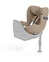 Sirona T i-Size Plus Car Seat - Cozy Beige - Solar Canopy with Mesh Inserts - 360° Rotation