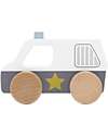 Wooden Police Car Toy - White/Blue Wooden Police Car Toy - White/Blue