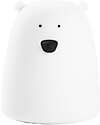 Portable Night Light Teddy Bear in Soft Silicone - White - 10x8.6 cm