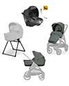 Aptica XT System Trio - Taiga Green - Stroller Seat + Standup Cradle + Darwin Infant Recline Car Seat