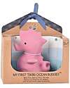 3-in-1 Rattle, Teether, Bath Toy - Sea Horse, Ocean Buddies, Gift Box - 100% Natural Rubber