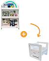 Montessori Frontal Bookcase - Rainbow - Sunny Beach + Adjustable Montessori Chair - White - Grows with your child