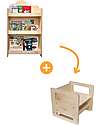 Montessori Frontal Bookcase - Cloud - Birch Wood + Adjustable Montessori Chair - Natural - Birch Wood - Grows with your child Montessori Frontal Bookcase - Cloud - Birch Wood + Adjustable Montessori Chair - Natural - Birch Wood - Grows with your child
