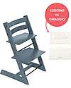 Beech Wood Tripp Trapp High Chair Fjord Blue + Wheat Cream Cushion For Free! Beech Wood Tripp Trapp High Chair Fjord Blue + Wheat Cream Cushion For Free!