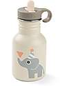Metal Water Bottle 350 ml - Celebration - Sand - with Hidaway Straw! - 12m+