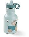 Metal Water Bottle 350 ml - Tiny Farm - Blue - with Hidaway Straw! - 12m+