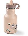 Metal Water Bottle 350 ml - Tiny Farm - Powder - with Hidaway Straw! - 12m+