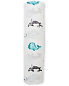 Swaddle Blanket 120 x 120 cm, Whale - Bamboo muslin Swaddle Blanket 120 x 120 cm, Whale - Bamboo muslin