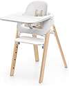 Convertible Steps High Chair with Baby Set Tray and Harness - White and Natural - From 6 Months