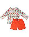 2 Piece Set - Rash Guard Top + Swim Short - Logan the Lobster - UPF 50+
