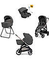 Aptica System Quattro - Marble Grey - Stroller + Standup Bassinet + Car Seat Darwin Recline EVO + Palladio Frame