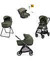 Electa System Quattro - Loft Green - Stroller + Standup Bassinet + Seat Darwin Recline EVO + Iron Black Frame