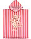Beach Poncho - Mermaid - White and Red Stripes - 65x65 cm - 100% Organic Cotton