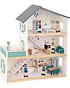 Wooden Dollhouse - 31 Pieces - 63 x 22.5 x 69.8 cm - 3+ Years