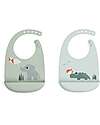 Silicone Bib - Set of 2 - Playground - Mix - 100% Food Grade Silicone - with Pocket