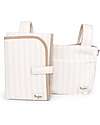Foldable Travel Changing Mat + Stroller Organizer Bag - Stripes - Beige - Firenze Travel Collection