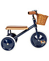 Wood and Vegan Leather Baby Trike - Navy Blue - From 2 years old