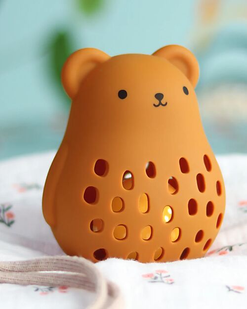 A Little Lovely Company 2 in 1 Silicone Teether and Rattle - Bear - 10 x 13.5 x 8.5 cm Rattles