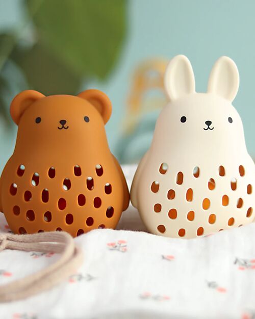 A Little Lovely Company 2 in 1 Silicone Teether and Rattle - Bear - 10 x 13.5 x 8.5 cm Rattles