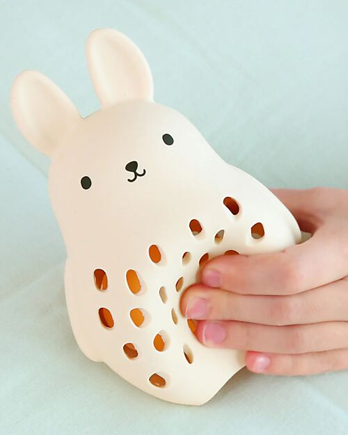A Little Lovely Company 2 in 1 Silicone Teether and Rattle - Bunny - 10 x 13.5 x 8.5 cm Rattles