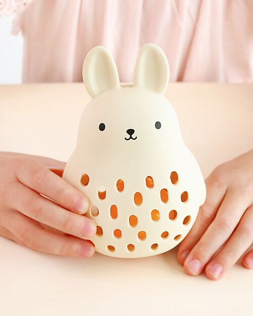 A Little Lovely Company 2 in 1 Silicone Teether and Rattle - Bunny - 10 x 13.5 x 8.5 cm Rattles