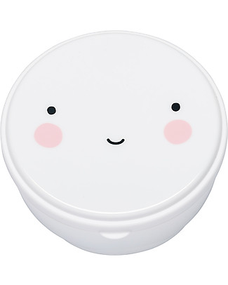 A Little Lovely Company 4 Snack Box, Happy Face - White - BPA and Phthalate Free null