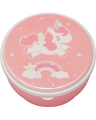 A Little Lovely Company 4 Snack Box, Unicorn - Pink - BPA and Phthalate Free Snack and Formula Containers
