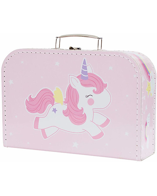 A Little Lovely Company Baby Unicorn Suitcase, Pink - 100% Recycled Cardboard Travel Bags